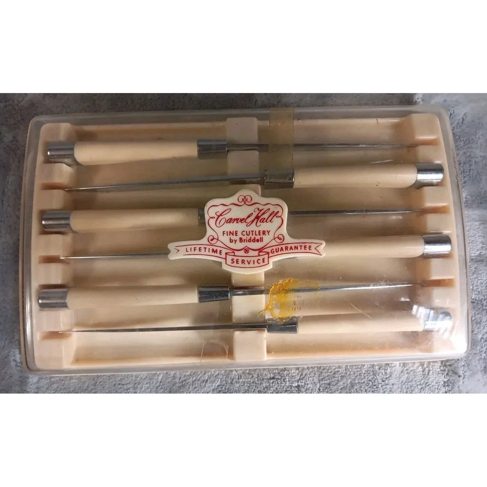 Vintage‎ Steak Knives Carvel Hall By Briddell Set of 6 With Original Case